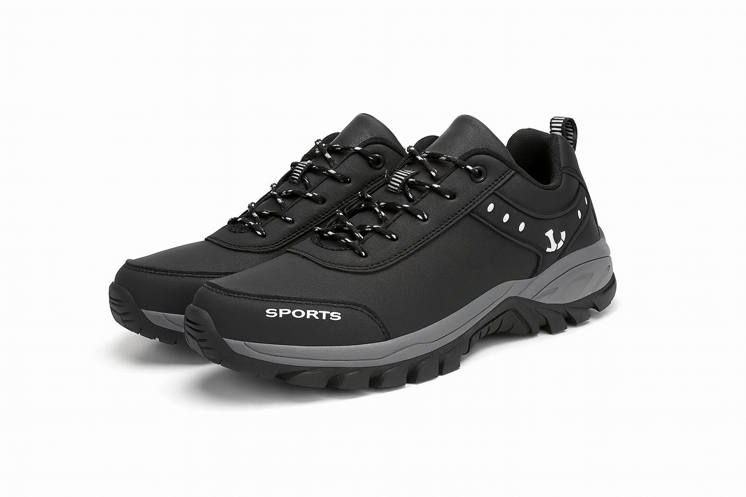 Active+ waterproof breathable sneakers with rugged outsole in black.